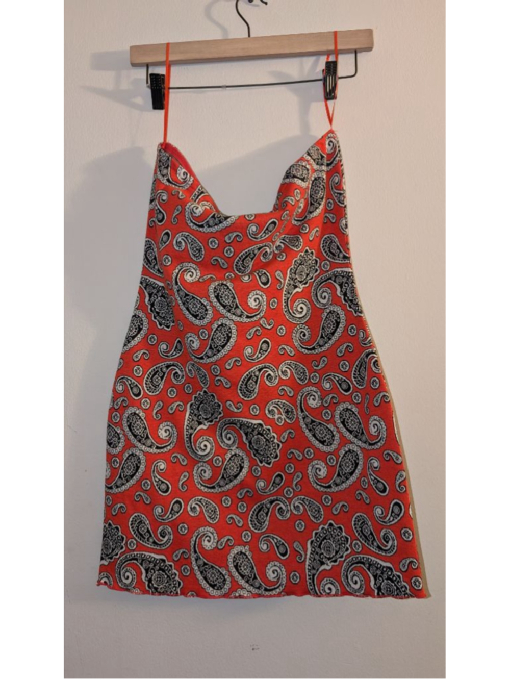 Urban Outfitters Orange Black Paisley Strapless Mini Dress M, womens - Picture 5 of 5